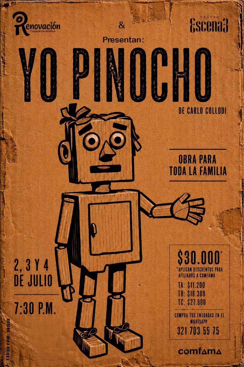 Yo Pinocho – Teatro Escena 3 – Apta para toda la familia